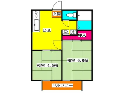 単正ハイツ(2DK/1階)の間取り写真