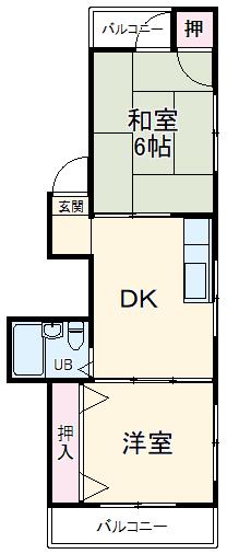 ドームスステラ(2DK/1階)の間取り写真