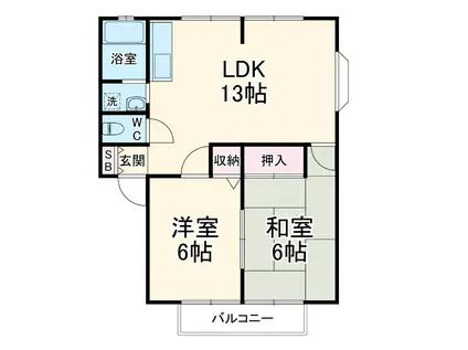 ロングハイツ1(2LDK/2階)の間取り写真