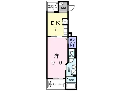 ベル・グラッドシエル(1DK/3階)の間取り写真