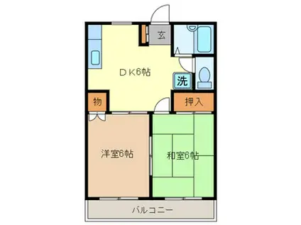アラタA棟(2DK/1階)の間取り写真