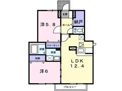 エステート草加第弐館(2LDK/1階)の間取り写真
