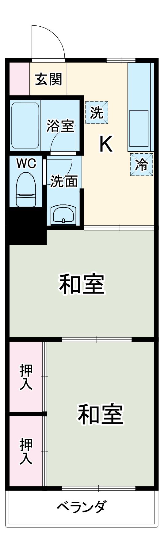 ながくら荘(2K/2階)の間取り写真