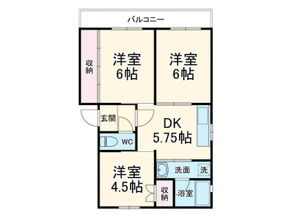 マキマンション(3DK/1階)の間取り写真