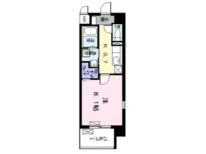 ノイグランツD(1K/7階)の間取り写真