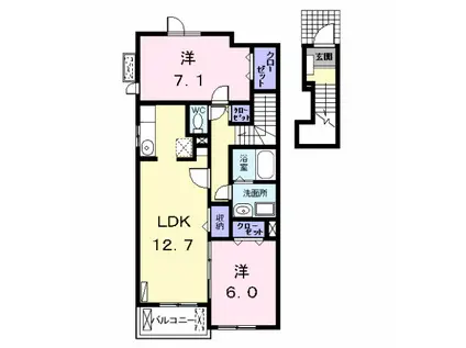 ブルック レジデンス2(2LDK/2階)の間取り写真