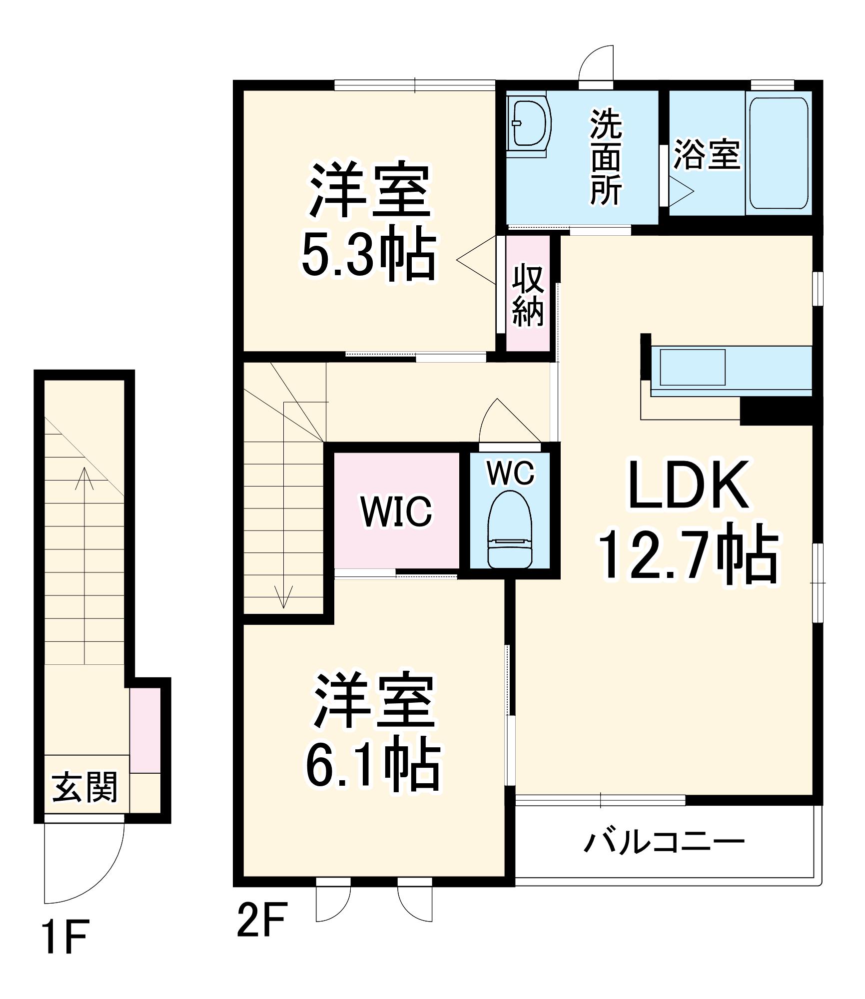 ソレイユ(2LDK/2階)の間取り写真