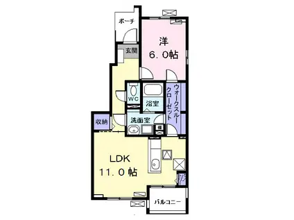 アロッジオ M Ⅰ(1LDK/1階)の間取り写真