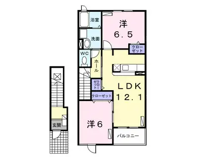 ブライトガーデンⅠ(2LDK/2階)の間取り写真