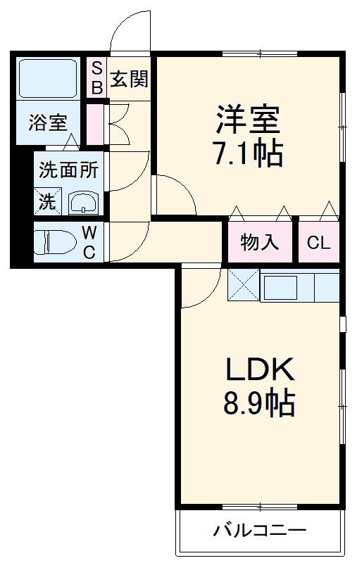 AGING本鵠沼(1LDK/2階)の間取り写真