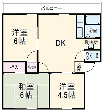 サンシティー赤坂C(3LDK/1階)の間取り写真