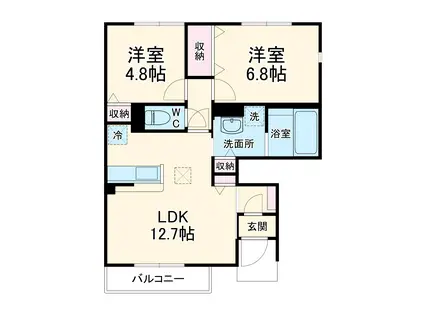 コンフォートエクセルピア(2LDK/1階)の間取り写真