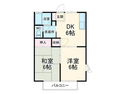 ハイツ魚妻パートⅢ(2DK/1階)の間取り写真