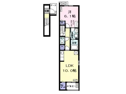 グランツコートKK Ⅰ(1LDK/2階)の間取り写真