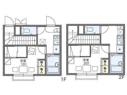 レオパレスカームリィ浜(1K/1階)の間取り写真