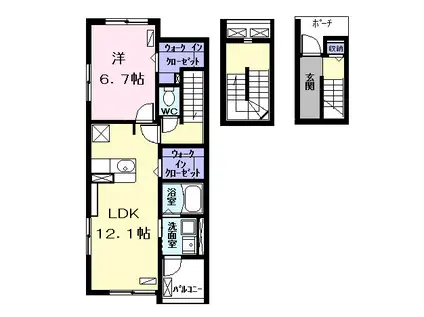 アーバンハイツA(1LDK/3階)の間取り写真