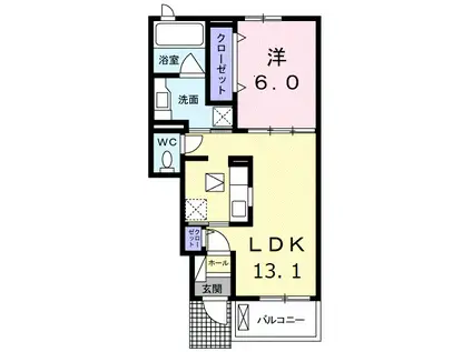 メゾンブランシュⅢ(1LDK/1階)の間取り写真