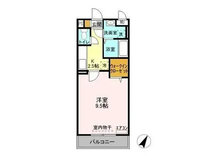 メルベーユ・ソフィア(1K/2階)の間取り写真