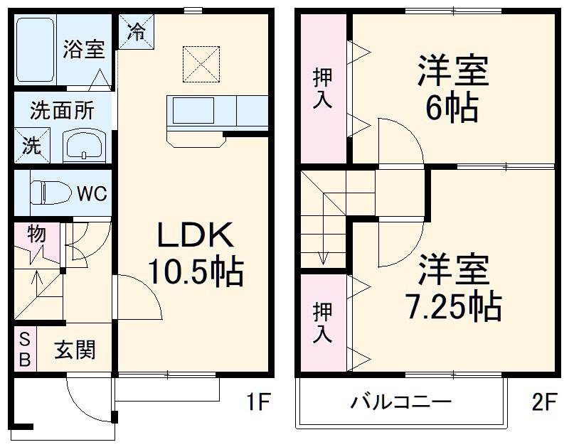 フォンターナEST・Ⅰ(2LDK/1階)の間取り写真