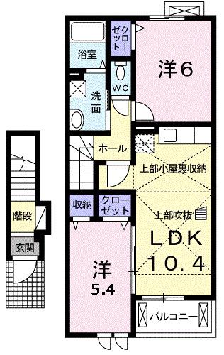 イーストヴィレッジⅡ(2LDK/2階)の間取り写真