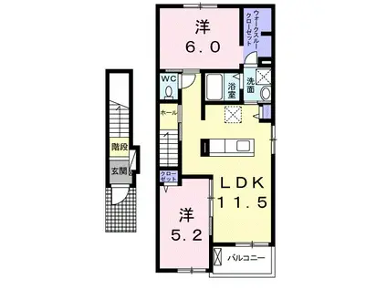 東北本線 栗橋駅 徒歩28分 2階建 築5年(2LDK/2階)の間取り写真