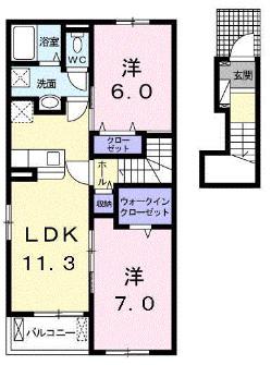 メゾンド・パストラル Ⅱ(2LDK/2階)の間取り写真