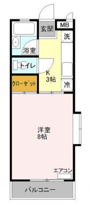 シャトーブリリアント(1K/1階)の間取り写真