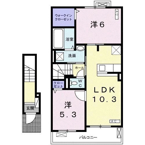 ディアコートⅠ(2LDK/2階)の間取り写真