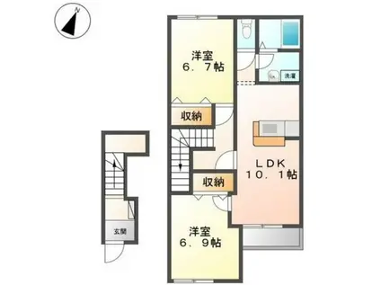 ウォーターミル七番館(2LDK/2階)の間取り写真