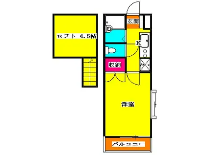ハウスサンライズ(1K/1階)の間取り写真