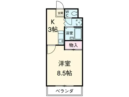 ハイツフーキ(1DK/3階)の間取り写真