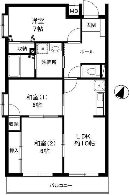 ヴェルジェ山口(3LDK/1階)の間取り写真