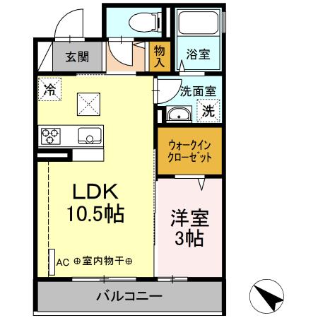 FREE(1LDK/1階)の間取り写真