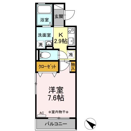 FREE(1K/2階)の間取り写真