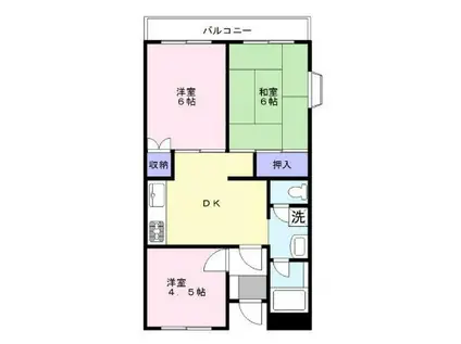 ヴィラ栄(3DK/1階)の間取り写真