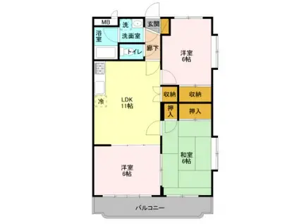 パレススリーゼ(3LDK/1階)の間取り写真