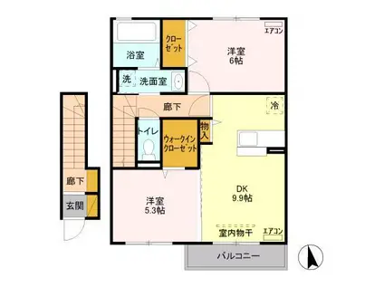 トレジャーズ(2DK/2階)の間取り写真