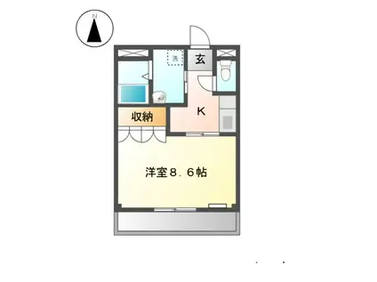 グランピュア(1K/2階)の間取り写真