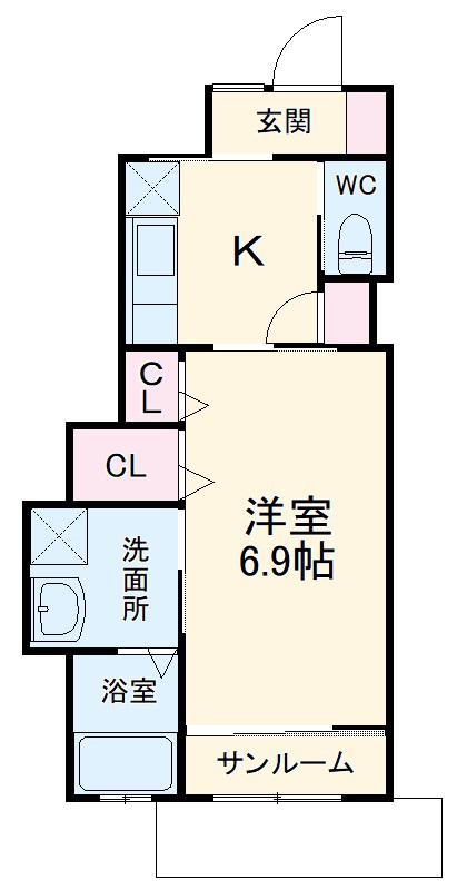 アメニティ湘南(1K/1階)の間取り写真