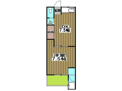 マンション千丈(1DK/4階)の間取り写真