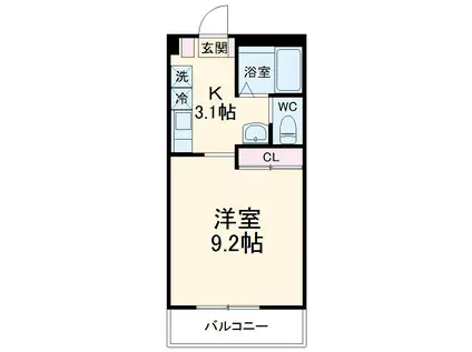 クレセント21(1K/2階)の間取り写真