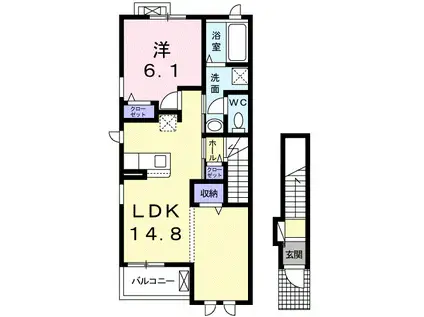シオン Ⅰ(1LDK/2階)の間取り写真