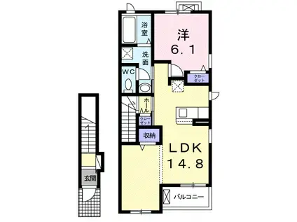 シオン Ⅰ(1LDK/2階)の間取り写真