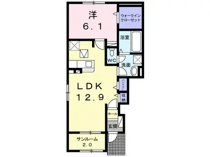 シオン Ⅲ(1LDK/1階)の間取り写真