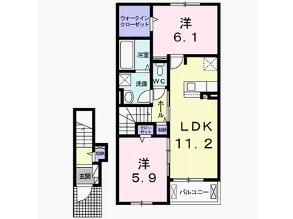 シオン Ⅲ(2LDK/2階)の間取り写真