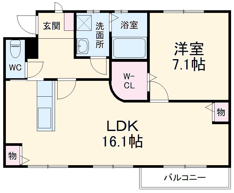 豊川東光ハイツ(1LDK/1階)の間取り写真