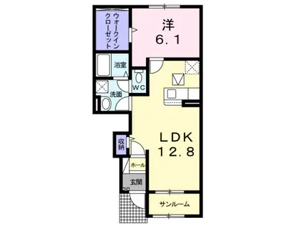 トウカキスクワール1(1LDK/1階)の間取り写真