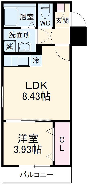 AJ草加ウエスト2(1LDK/3階)の間取り写真