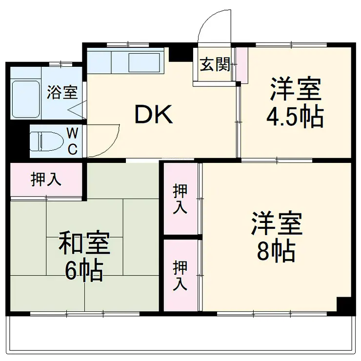 三殿台マンション 1階階 間取り