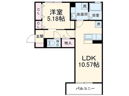 セレーノ十一番(1LDK/3階)の間取り写真